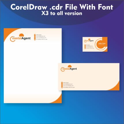 Company envelopes, letter head & visiting card CDR template