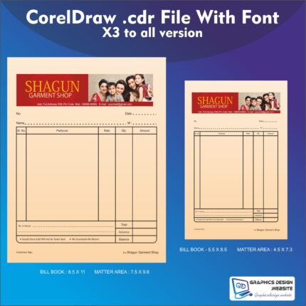 garment shop bill book multicolor