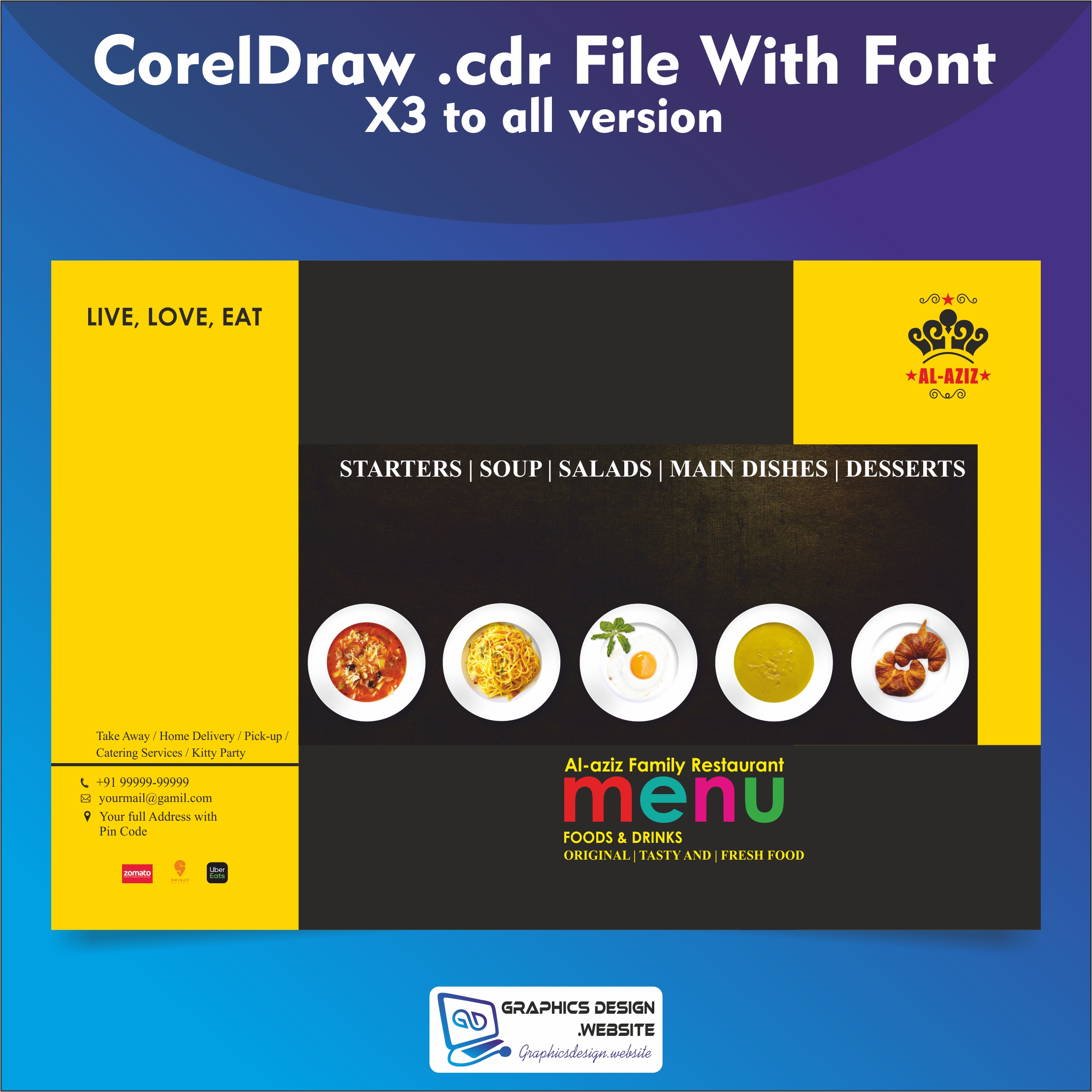 black and yellow menu